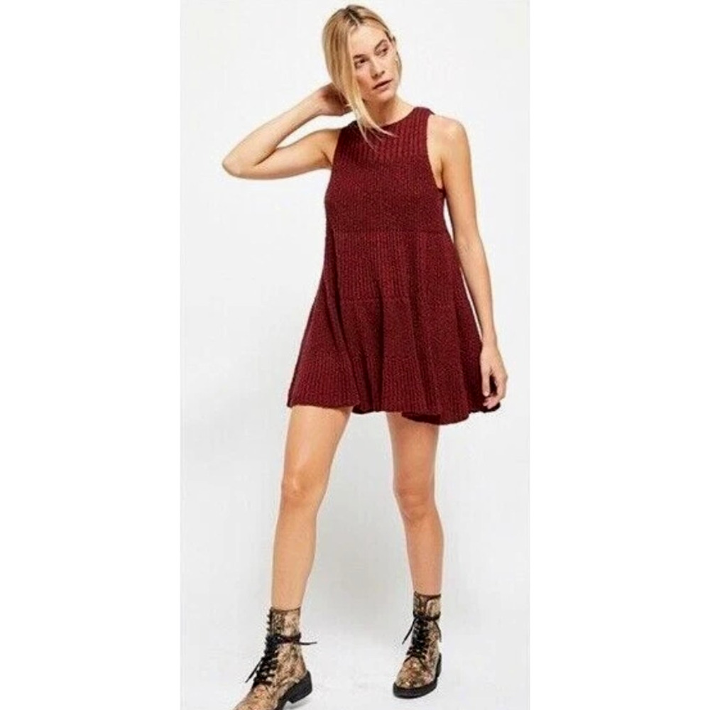 Free People WATERFALL Swing Trapeze Mini Dress Tunic Bittersweet Red S NWOT $168